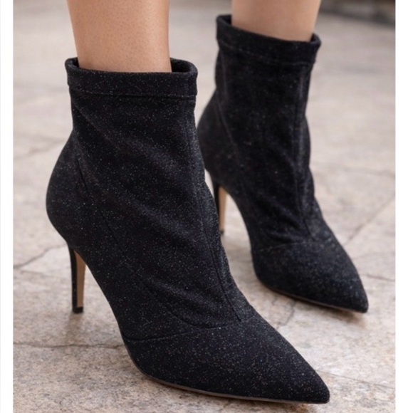 Charles By Charles David Shoes - Charles by Charles David Black Ankle Booties  Silver Shimmer Size 6 Sock Style